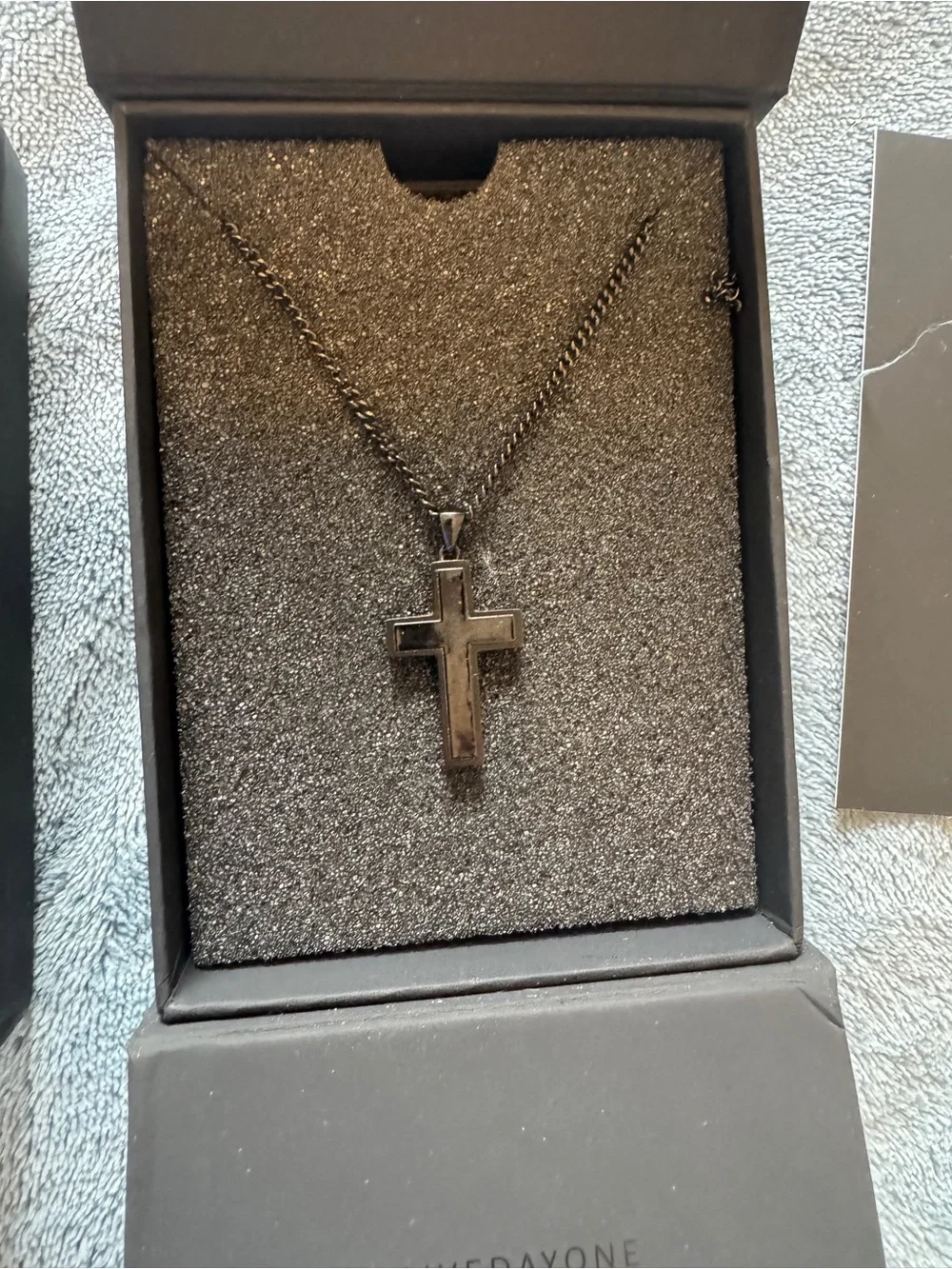 Vincero Collective Stone Cross Necklace - Large - Matte Black Stealth - $149 Ret